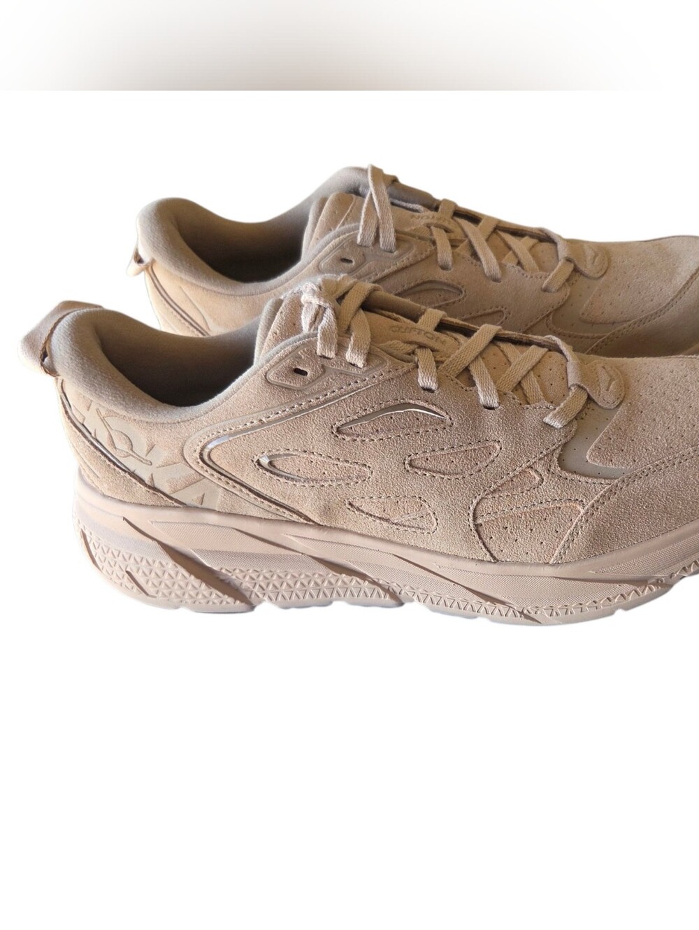 Hoka U Clifton L Suede Sneakers in Beige Size 10